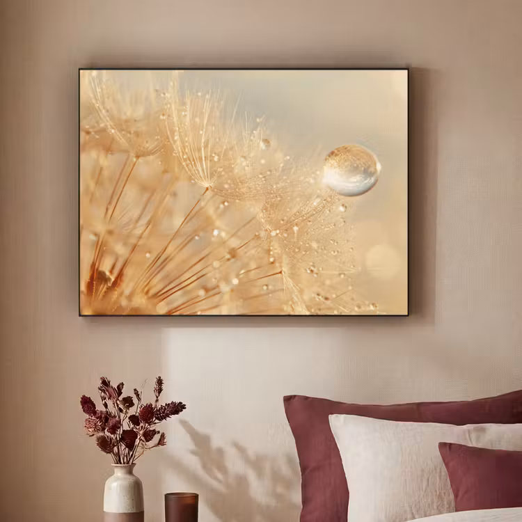Paardenbloem - Water - Natuur - Planten - Modern Textielframe zwart klein -sfeer1