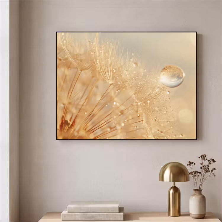 Paardenbloem - Water - Natuur - Planten - Modern Textielframe - compleet frame klein -sfeer2