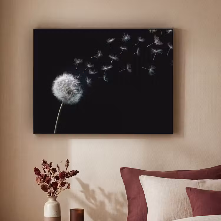Paardenbloem - Zwart - Natuur Textielframe - compleet frame klein -sfeer1