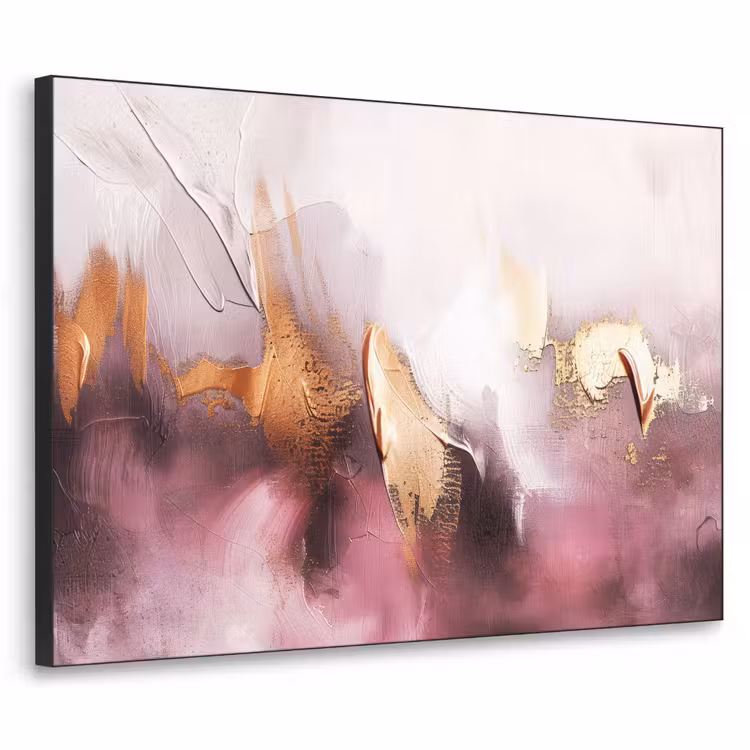 Paars - Abstract - Verf - Goud Textielframe zwart klein -3d