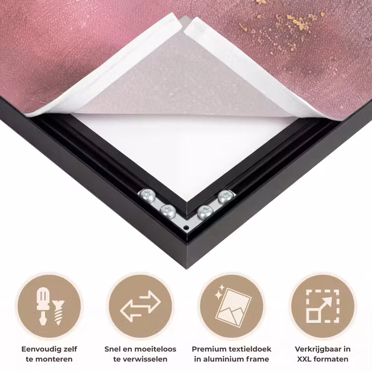 Paars - Abstract - Verf - Goud Textielframe zwart klein -USP_closeupNL