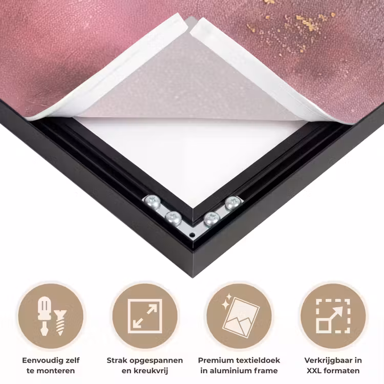 Paars - Abstract - Verf - Goud Textielframe zwart klein -USP_feed_closeupNL