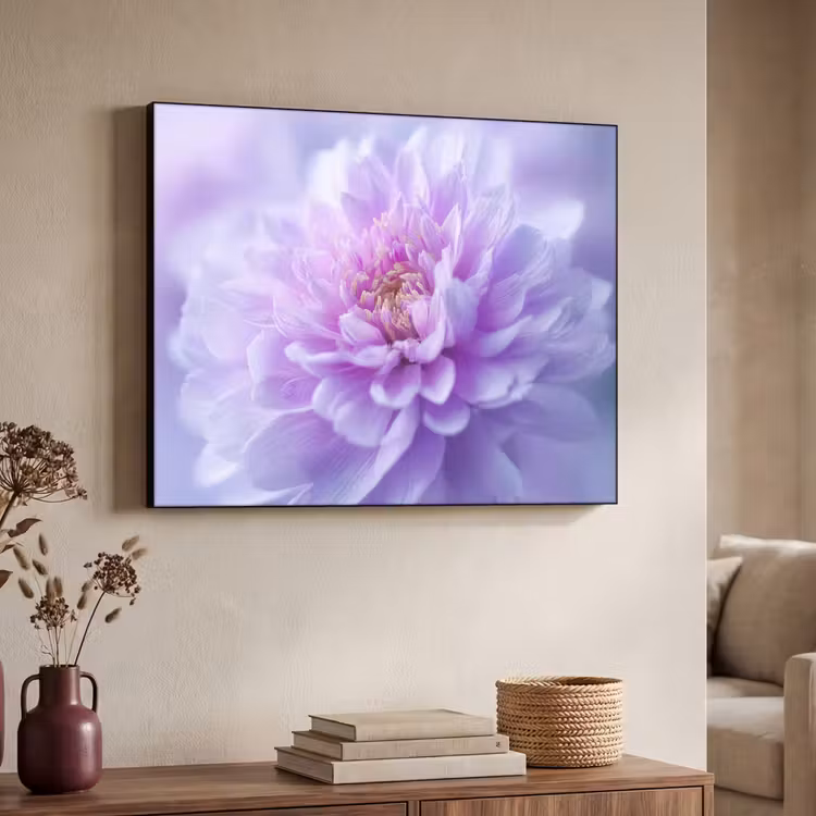 Paars - Dahlia - Dromerig Textielframe zwart klein -sfeer3