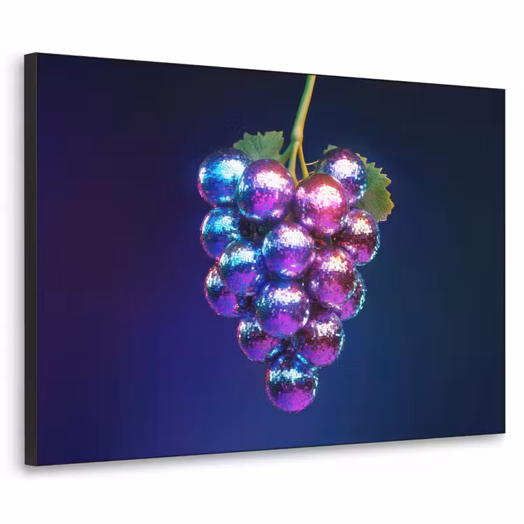 Paars - Disco - Feest - Druif Textielframe zwart klein -3d