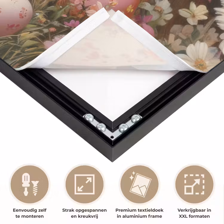 Paashaas - Lente - Paaseieren Textielframe zwart klein -USP_feed_closeupNL