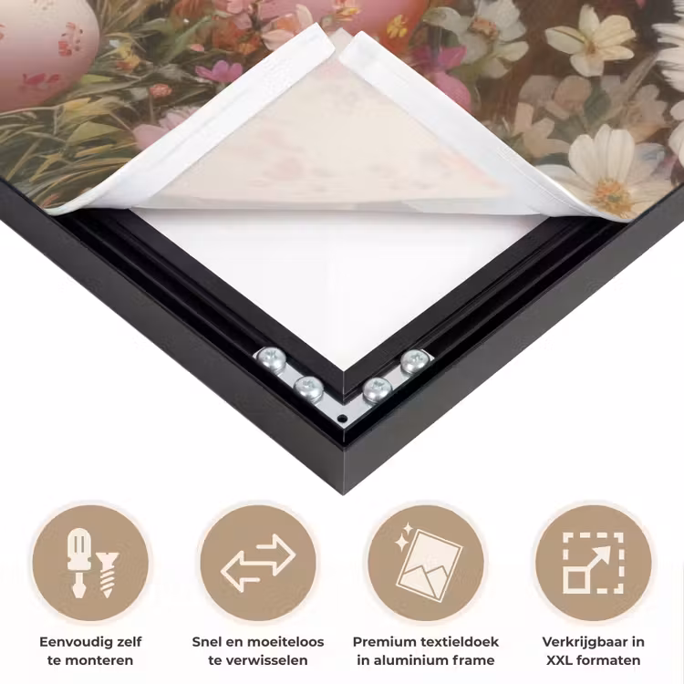 Paashaas - Lente - Paaseieren Textielframe zwart klein -USP_closeupNL