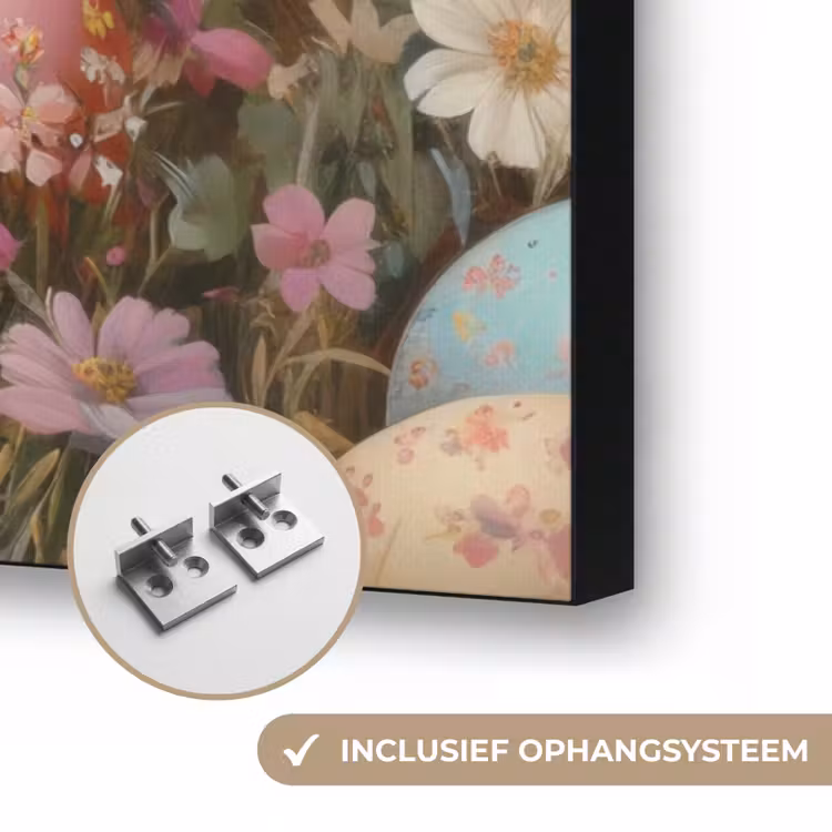 Paashaas - Lente - Paaseieren Textielframe zwart klein -USP_ophangsysteemNL