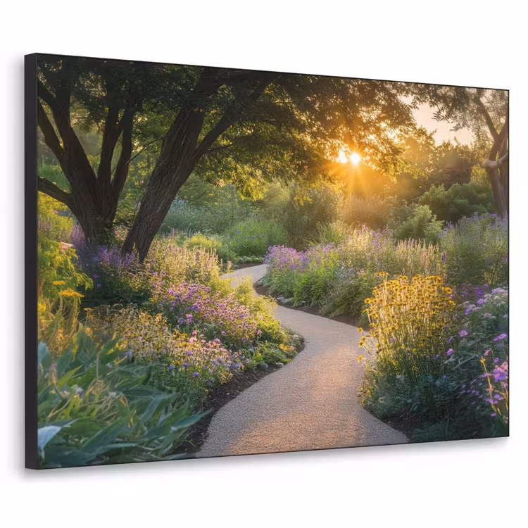Pad - Bloemen - Park Textielframe zwart klein -3d