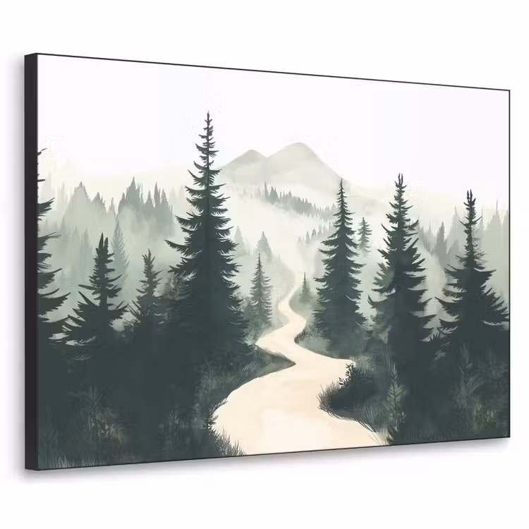 Pad - Bomen - Bos - Illustratie Textielframe - compleet frame klein -3d