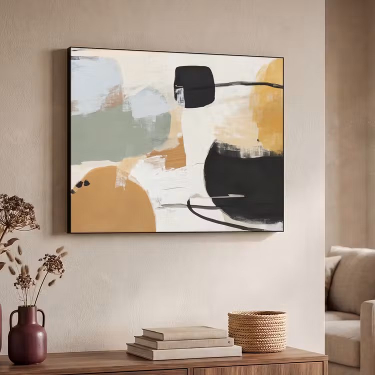 Paint - Abstract - Kleuren Textielframe zwart klein -sfeer3