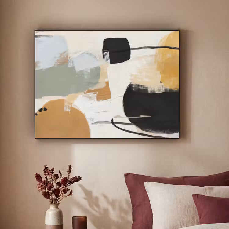 Paint - Abstract - Kleuren Textielframe zwart klein -sfeer1