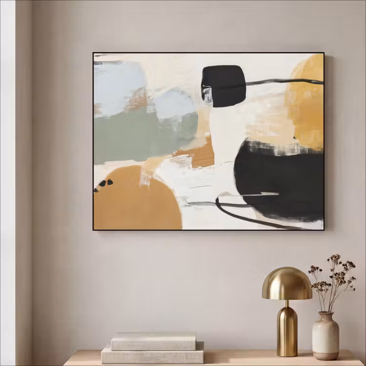 Paint - Abstract - Kleuren Textielframe zwart klein -sfeer2