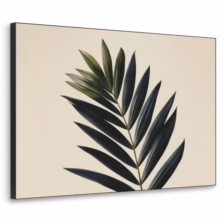 Palmblad - Donkere bladen - Subtiel Textielframe zwart klein -3d