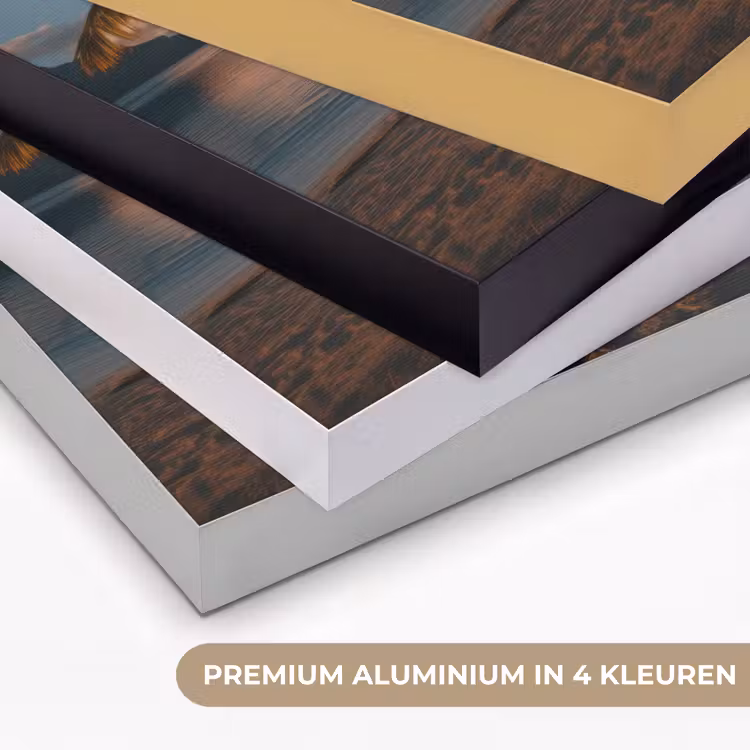 Palmbomen - Hangmat - Strand - Zonsondergang Textielframe zwart klein -USP_kleurenNL