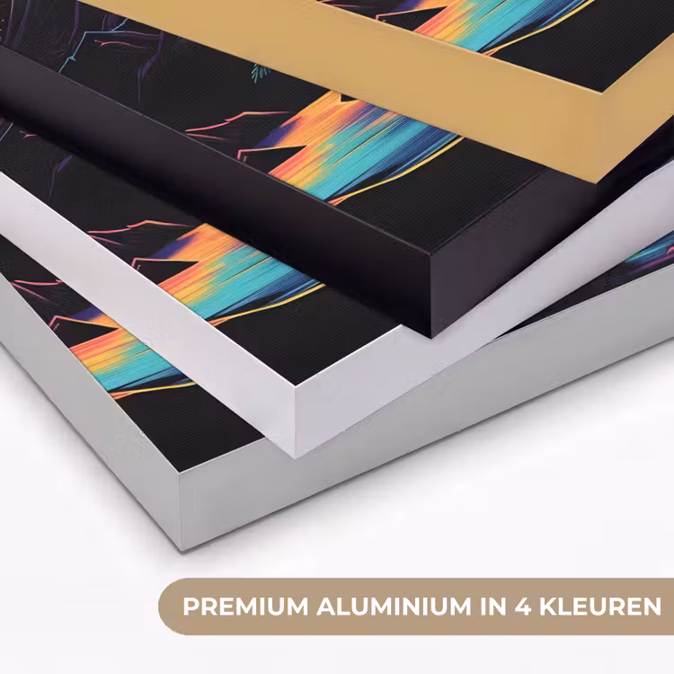 Palmbomen - Neonbergen - Sterrenhemel - Zon Textielframe zwart klein -USP_kleurenNL