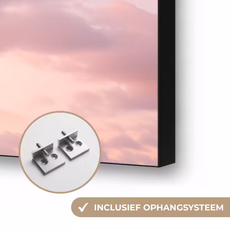 Palmbomen - Paars - Wolken - Lucht Textielframe zwart klein -USP_ophangsysteemNL