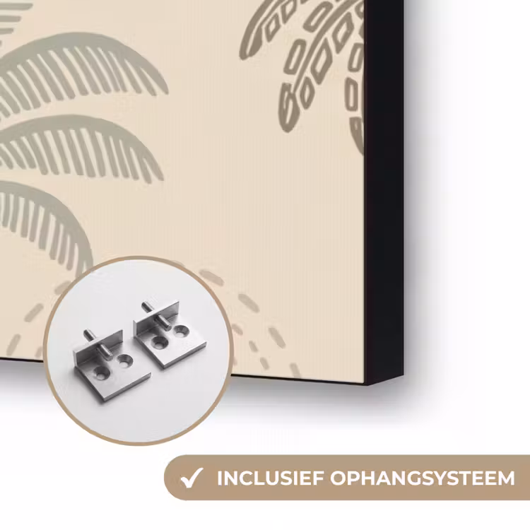 Palmbomen - Patroon - Tropisch - Beige Textielframe zwart klein -USP_ophangsysteemNL