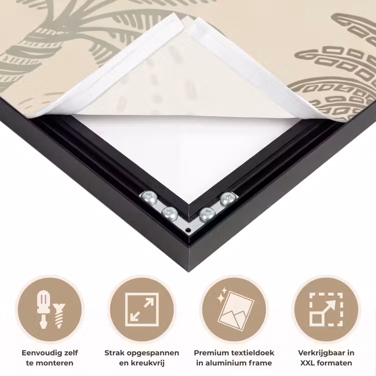 Palmbomen - Patroon - Tropisch - Beige Textielframe zwart klein -USP_feed_closeupNL