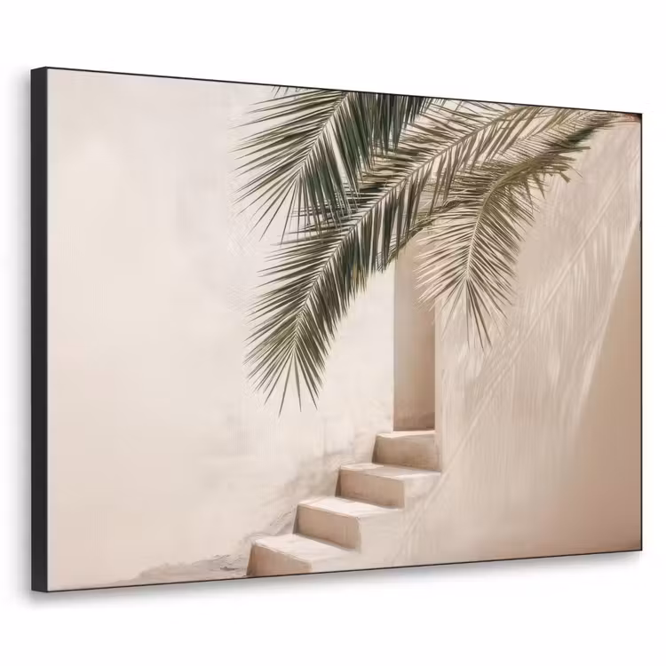 Palmboom - Schaduw - Trap - Beige Textielframe - compleet frame klein -3d