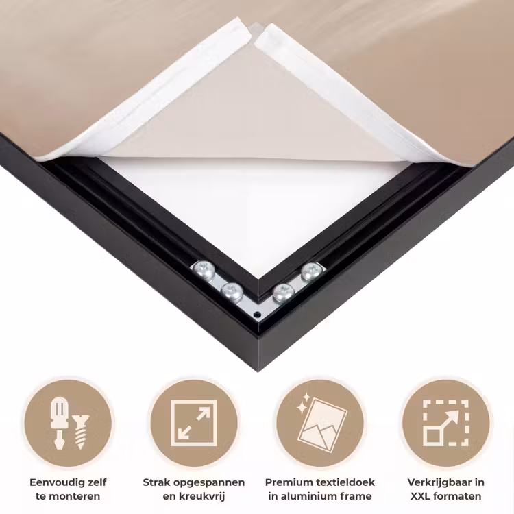 Palmboom - Schaduw - Trap - Beige Textielframe zwart klein -USP_feed_closeupNL