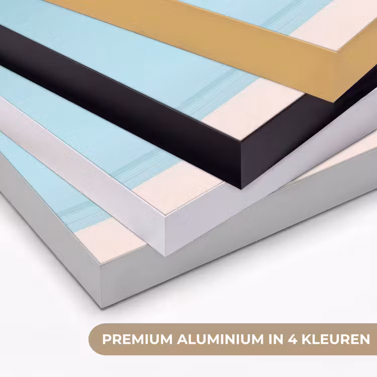 Palmboom - Strandhuis - Roze Textielframe zwart klein -USP_kleurenNL