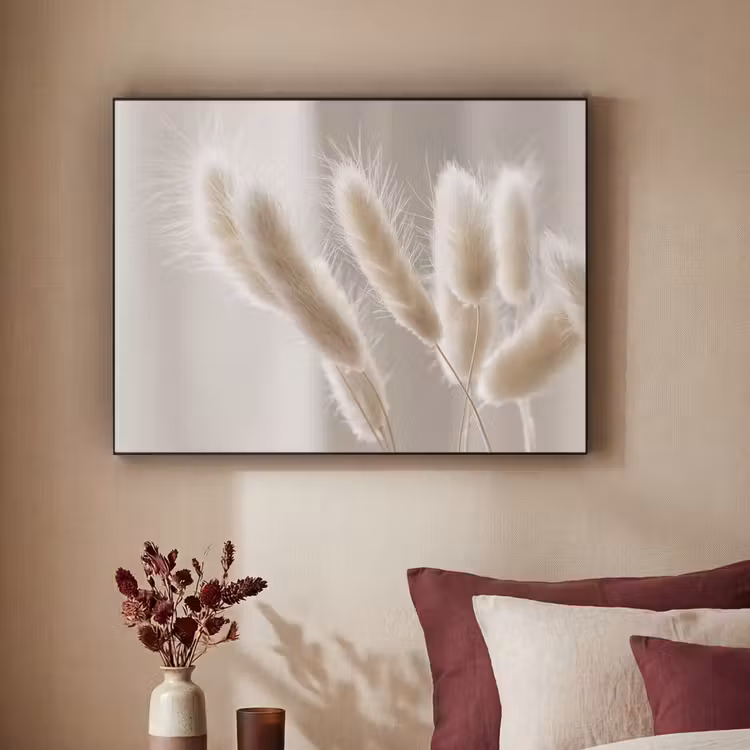 Pampasgras - Pluim - Wit Textielframe zwart klein -sfeer1