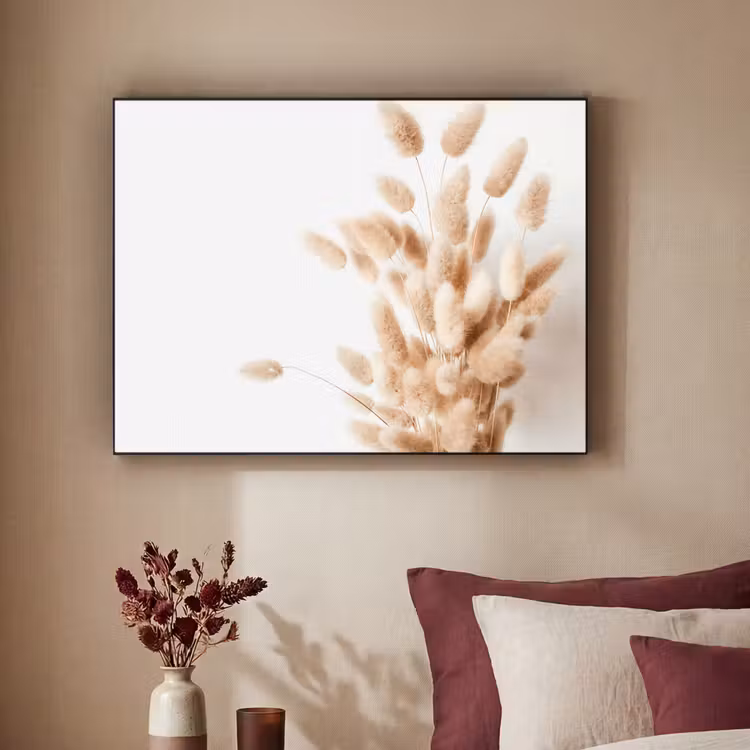 Pampasgras - Pluim - Wit - Beige Textielframe zwart klein -sfeer1