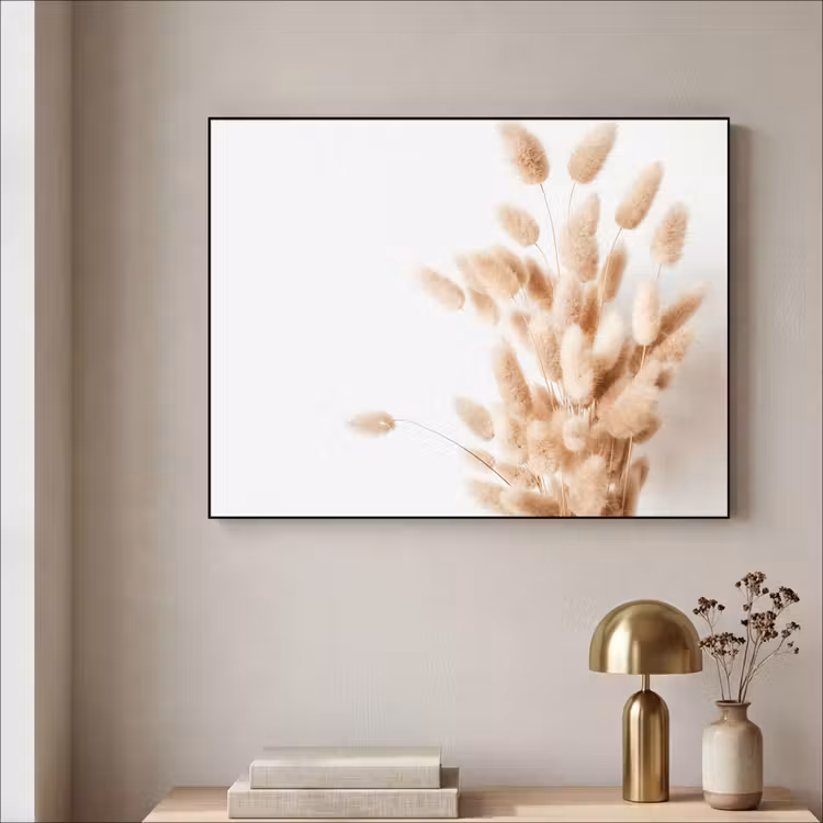 Pampasgras - Pluim - Wit - Beige Textielframe zwart klein -sfeer2