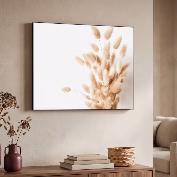 Pampasgras - Pluim - Wit - Beige Textielframe zwart klein -sfeer3