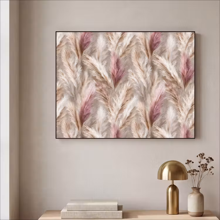 Pampasgras - Pluizig - Kleurrijk Textielframe zwart klein 947 -sfeer2