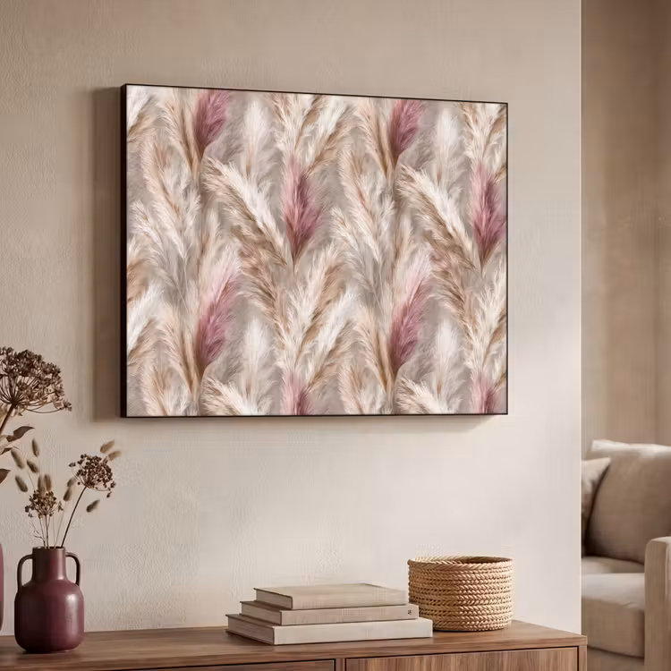 Pampasgras - Pluizig - Kleurrijk Textielframe zwart klein 947 -sfeer3
