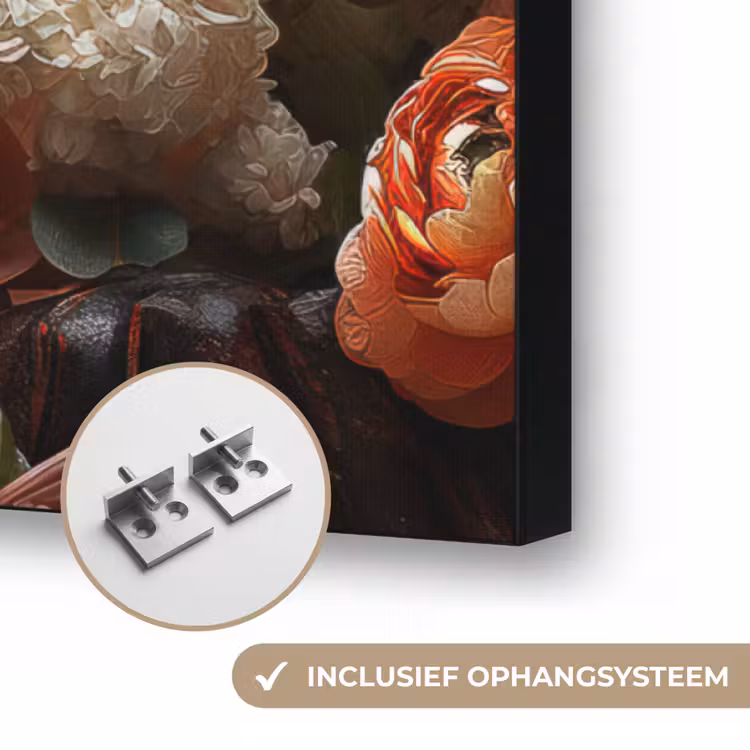 Panda - Dier - Bloemen - Natuur - Botanisch Textielframe zwart klein -USP_ophangsysteemNL