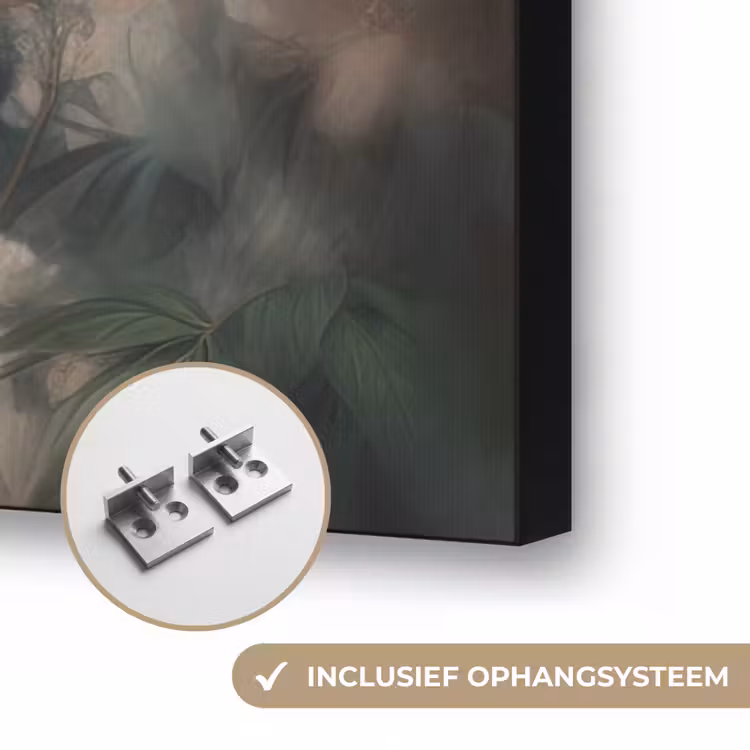 Panda - Dieren - Bloemen - Planten Textielframe zwart klein -USP_ophangsysteemNL