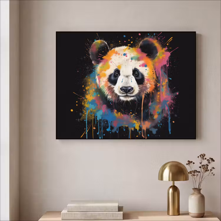 Panda - Graffiti - Dieren - Zwart - Kleuren Textielframe zwart klein -sfeer2