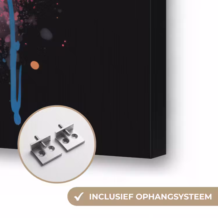 Panda - Graffiti - Dieren - Zwart - Kleuren Textielframe zwart klein -USP_ophangsysteemNL