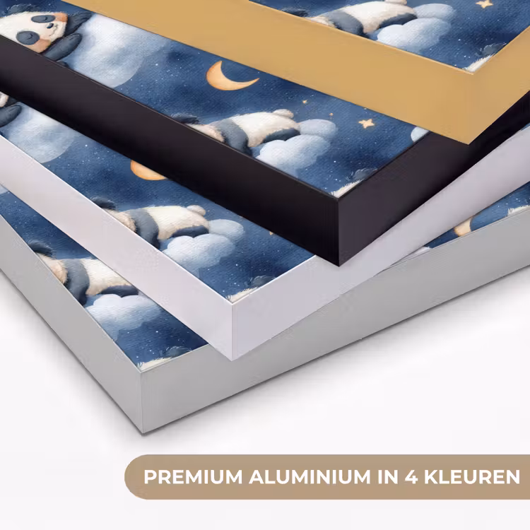 Panda's - Slapen - Blauw Textielframe zwart klein 947 -USP_kleurenNL