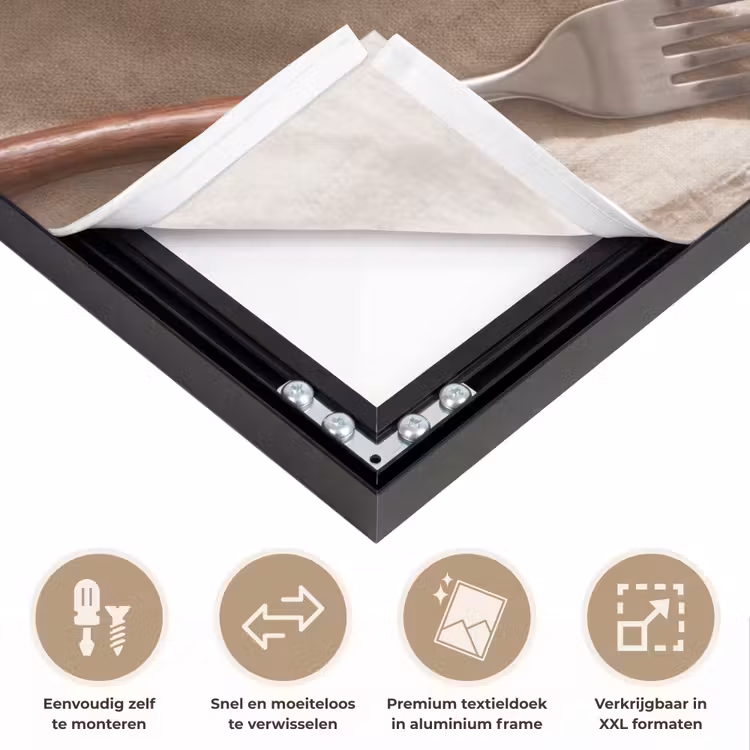 Pannenkoeken - Bessen - Ontbijt - Modern - Beige Textielframe zwart klein -USP_closeupNL