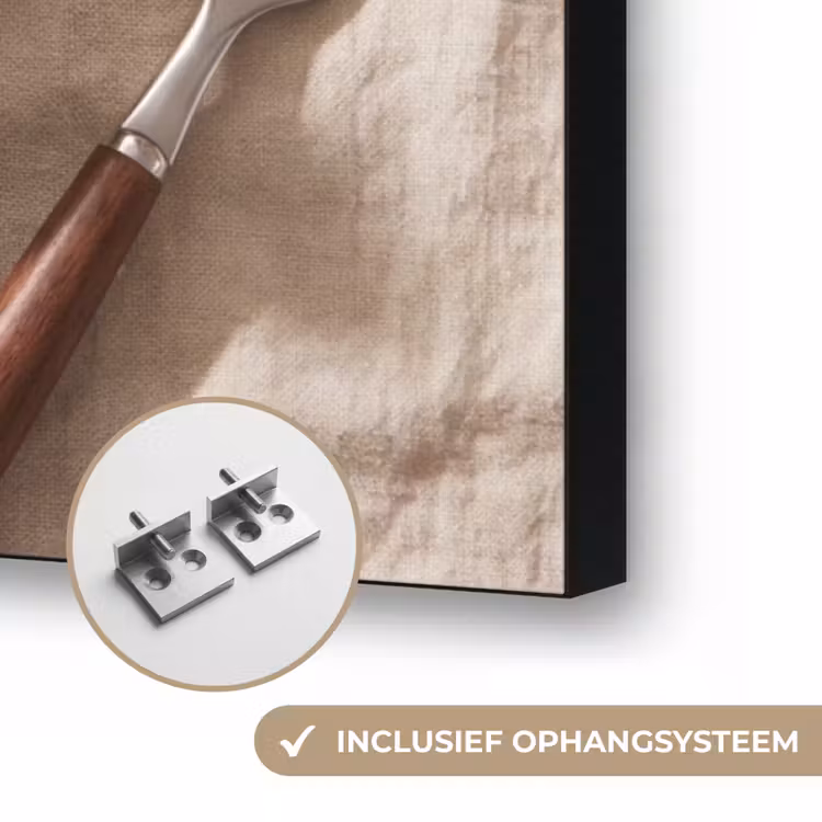Pannenkoeken - Bessen - Ontbijt - Modern - Beige Textielframe zwart klein -USP_ophangsysteemNL