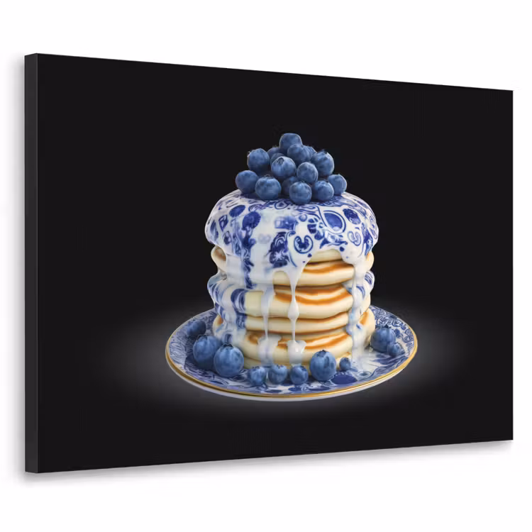 Pannenkoeken - Blauwe Bessen - Bord Textielframe - compleet frame klein -3d