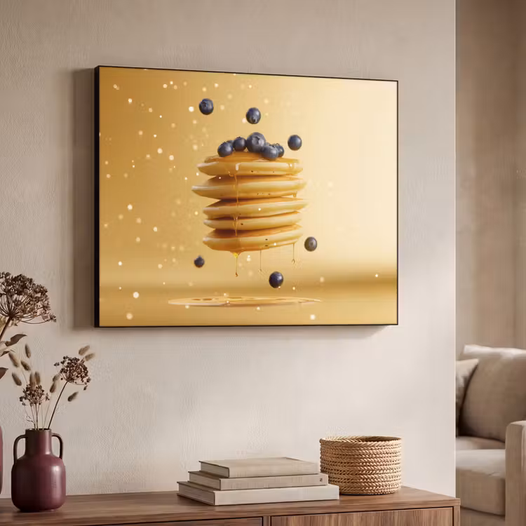 Pannenkoeken - Eten - Honing - Geel Textielframe zwart klein -sfeer3