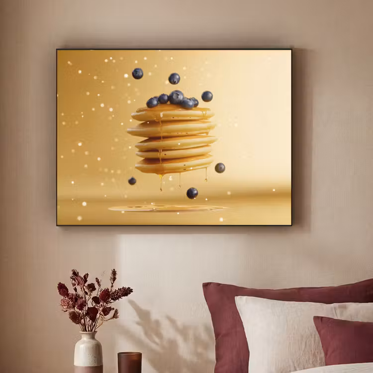 Pannenkoeken - Eten - Honing - Geel Textielframe zwart klein -sfeer1