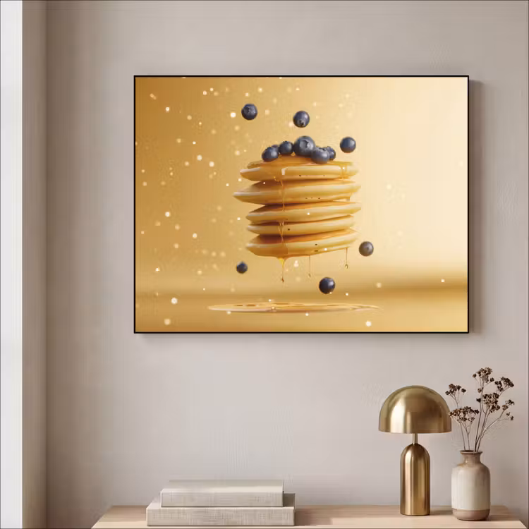 Pannenkoeken - Eten - Honing - Geel Textielframe zwart klein -sfeer2