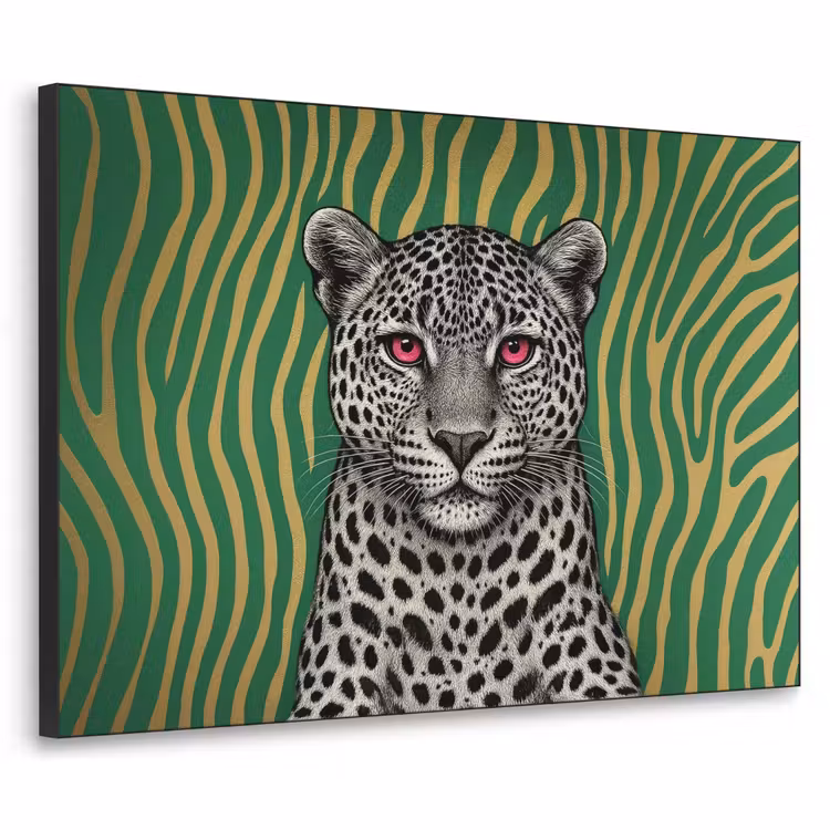 Panter - Zebrapatroon - Groen Textielframe - compleet frame klein -3d