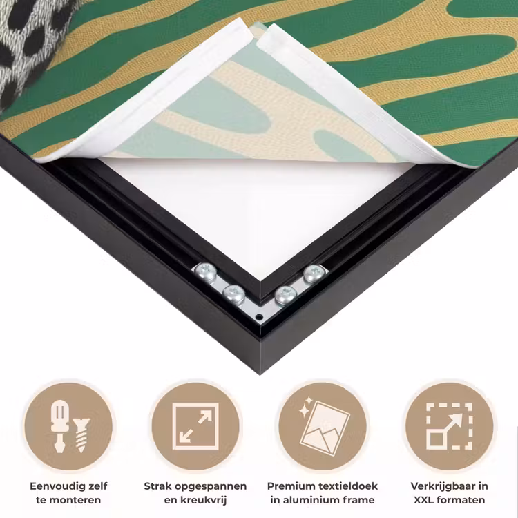 Panter - Zebrapatroon - Groen Textielframe zwart klein -USP_feed_closeupNL