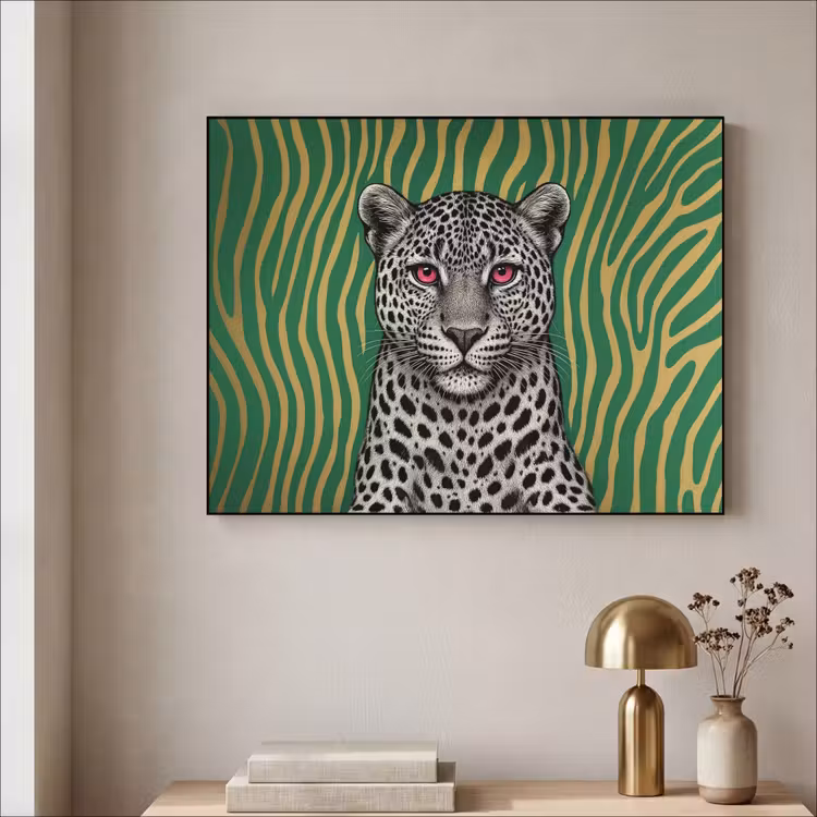 Panter - Zebrapatroon - Groen Textielframe - compleet frame klein -sfeer2