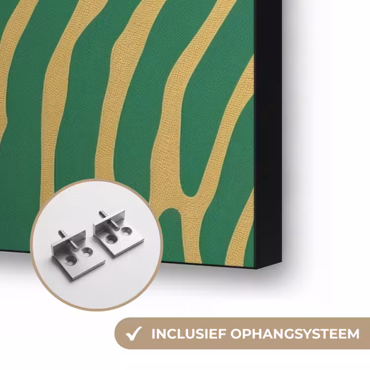 Panter - Zebrapatroon - Groen Textielframe zwart klein -USP_ophangsysteemNL