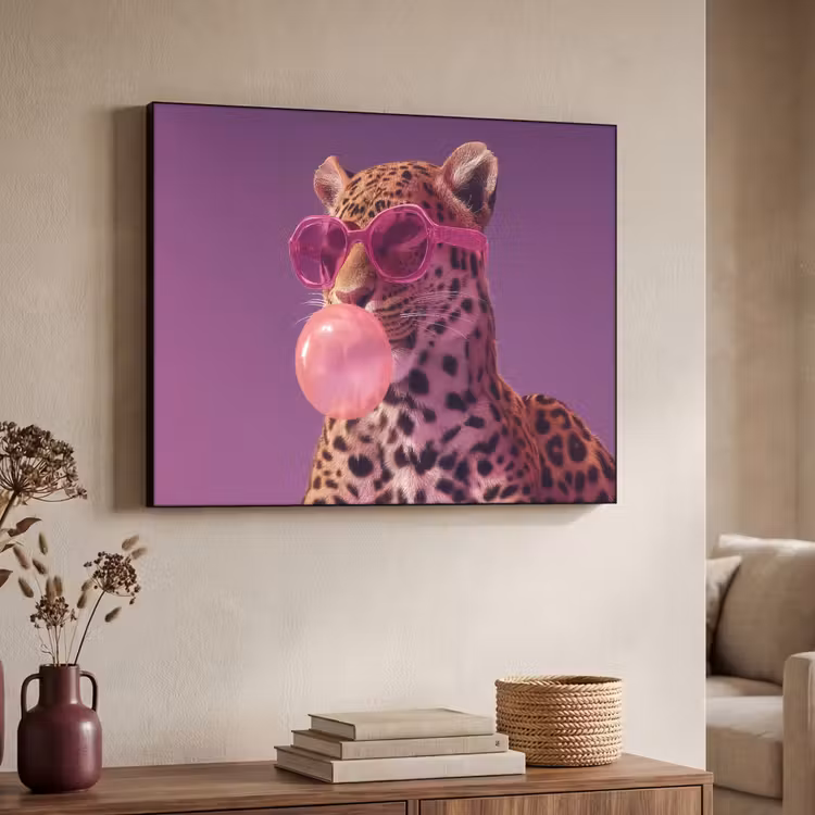 Panter - Zonnebril - Kauwgombel - Roze Textielframe - compleet frame klein -sfeer3