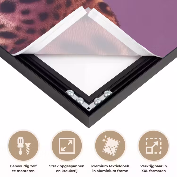 Panter - Zonnebril - Kauwgombel - Roze Textielframe zwart klein -USP_feed_closeupNL