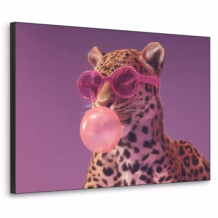 Panter - Zonnebril - Kauwgombel - Roze Textielframe zwart klein -3d