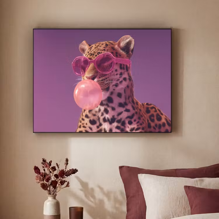 Panter - Zonnebril - Kauwgombel - Roze Textielframe - compleet frame klein -sfeer1